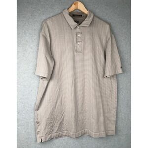 Nike Tiger Woods Collection Polo Shirt Mens XL Gray Stripe Dri-FIT Golf